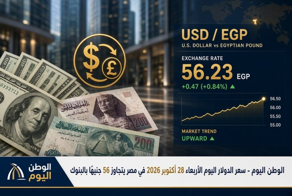 سعر الدولار اليوم الأربعاء 28 أكتوبر 2026 في مصر يتجاوز 56 جنيهًا بالبنوك
