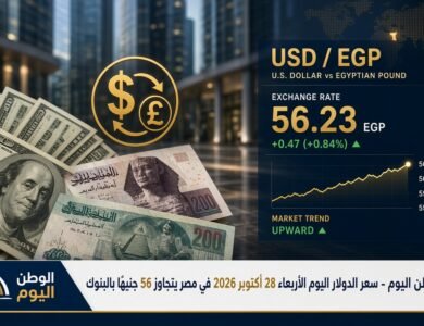 سعر الدولار اليوم الأربعاء 28 أكتوبر 2026 في مصر يتجاوز 56 جنيهًا بالبنوك