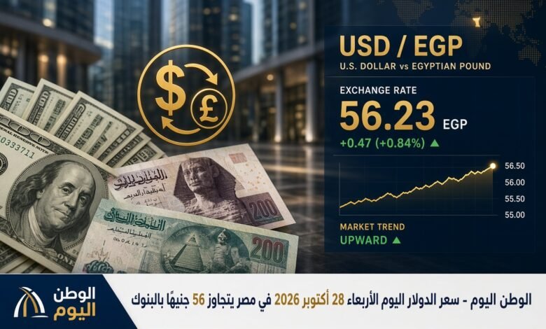 سعر الدولار اليوم الأربعاء 28 أكتوبر 2026 في مصر يتجاوز 56 جنيهًا بالبنوك