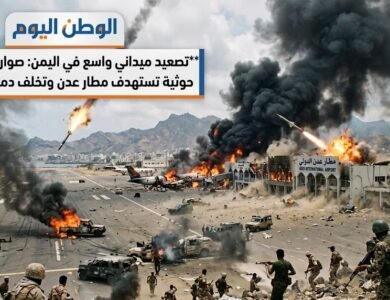 صواريخ حوثية تستهدف مطار عدن وتصعيد ميداني واسع على جبهات اليمن