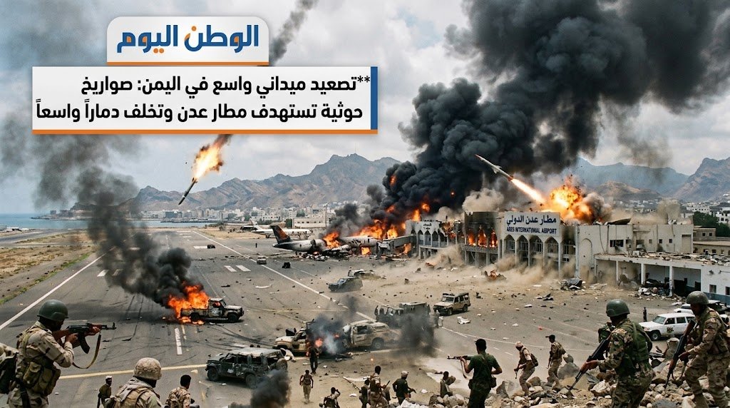 صواريخ حوثية تستهدف مطار عدن وتصعيد ميداني واسع على جبهات اليمن